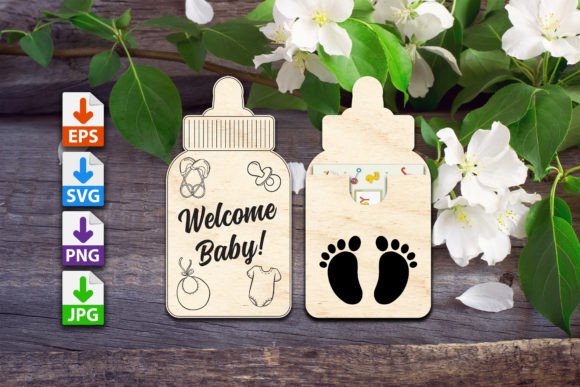 Download Welcome Baby Bottle Gift Card Holder - Gift card holder Collection